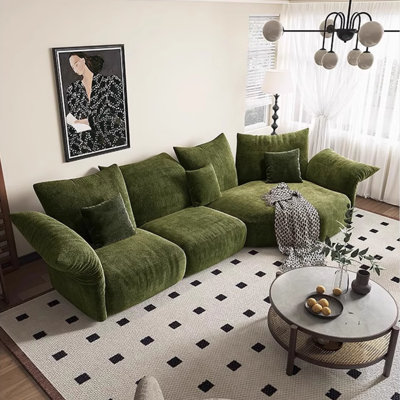 Petal-Shaped Corduroy Sofa with Adjustable Curved Backrest – 5-Seater Statement Couch