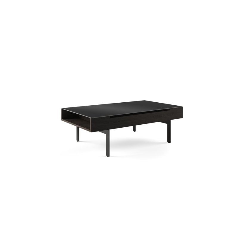 Reveal Glass Top Single Coffee Table, Charcoal Stained Ash