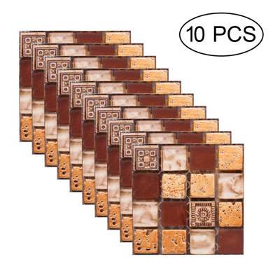 10 feuilles autocollantes dosseret imperméable pour cuisine style mosaïque mexicaine autocollants de carrelage auto-adhésif carreaux de mur en PVC bricolage autocollants