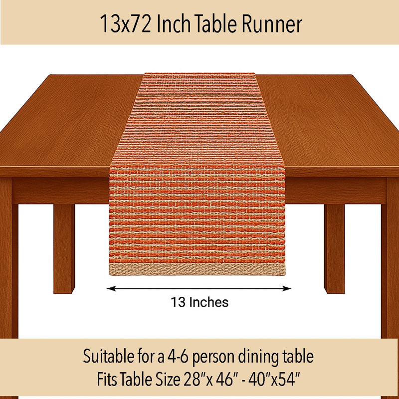 Chemin de table Pingham, 72 po x 13 po, Naturel / orange rouille
