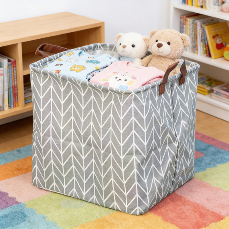 4Pcs,Large Capacity Fabric Storage Basket For Laundry, Toys, And Home Organization - Foldable, Water-Resistant, And Durable Square Design