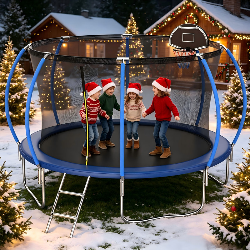 Trampoline rond pour cour arrière avec enceinte sécuritaire, grand trampoline d'extérieur pour enfants et adultes - Usage intensif