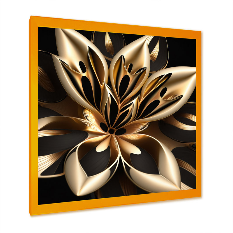 Glamourous Lily On Black III - impression sur toile de lis, H 36 po x l 36 po x P 1,5 po, Cadre doré à coins fermés