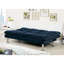 Futon contemporain en microfibre bleu marine convertible en lit, 2 places, pieds de soutien supplémentaires, lit de siège léger avec H 67 po x l 28 po
