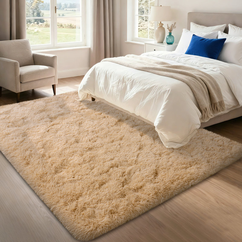 Shag Area Rugs for Living Room, 9x12 ft Soft Fluffy Rugs for Bedroom, Nursery, Kids Room Home Decor, Camel