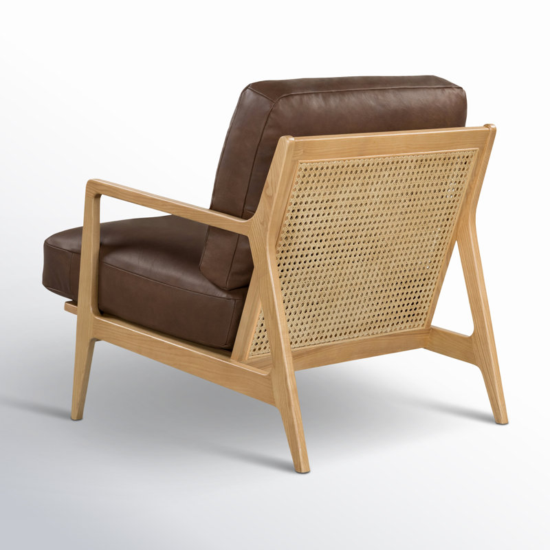 Carmelo Genuine Leather Accent Chair, Dark Brown Genuine Leather