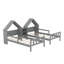 Lit plateforme simple double avec tête de lit en forme de maison et table de chevet intégrée, gris