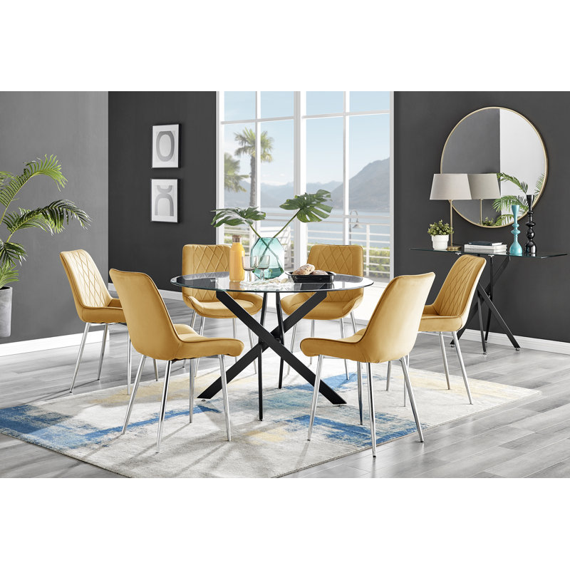 Ensemble repas pour 6 personnes, Moutarde / Argent