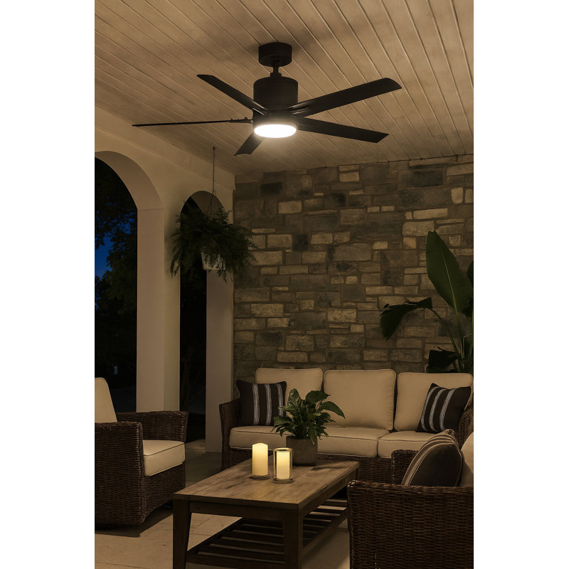Ventilateur de plafond à DEL Hinkley Vail, Blanc, Blanc mat