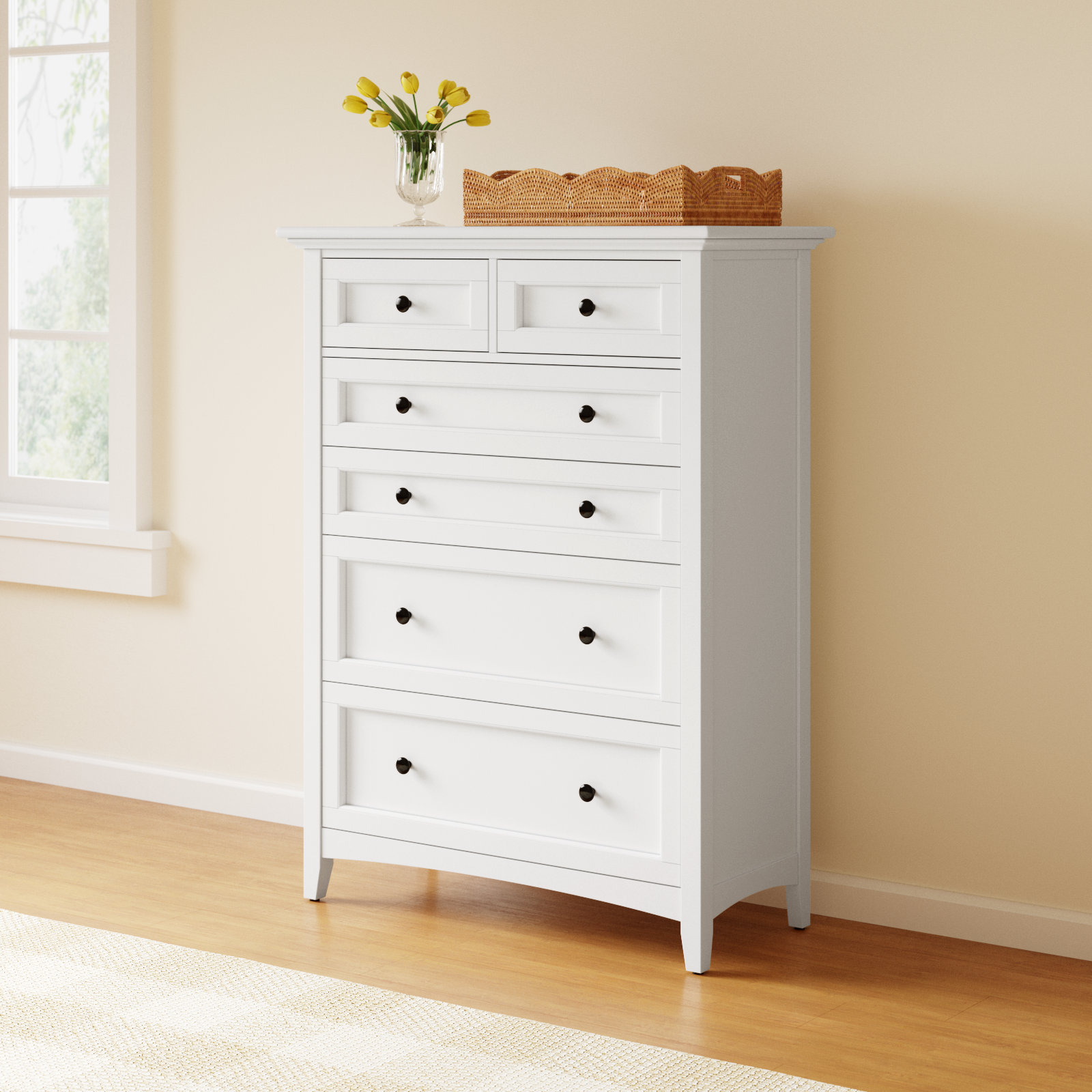 Melusina 6 - Drawer Dresser, Off-White