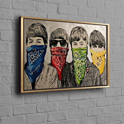 «Banksy Inspired Beatles», peinture d'art de graffiti sur toile
