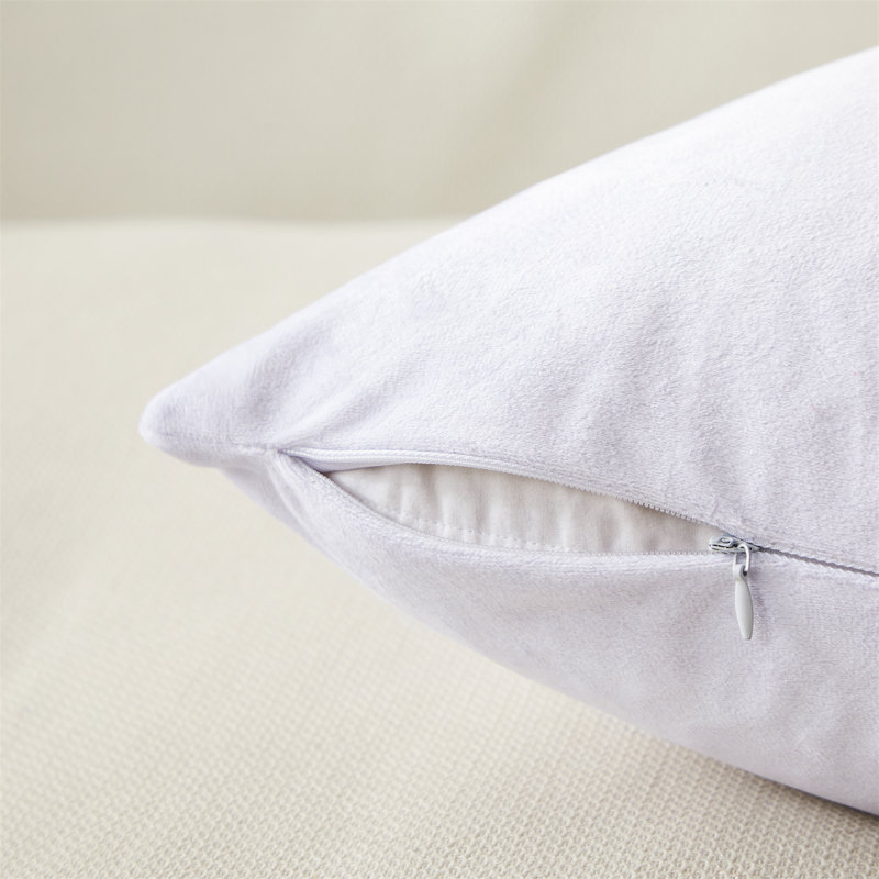 Coussin décoratif en velours uni, H 18 po x l 18 po, Blanc
