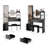 Full Body Mirror Cabinet + Round Mirror LED Vanity Table + Cushioned Stool, With 2 AC + 2 USB Power Station,17" Diameter LED Mirror, Touch Control, 3-Color, Brightness Adjustable, Large Desktop