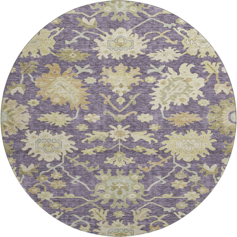 Premium Machine Washable Gurubaksh AMF1150 Global Rug, Round 8'