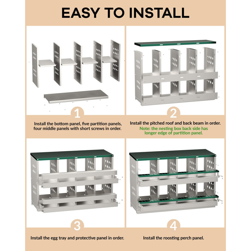 8-Compartment Metal Chicken Nesting Box – Durable Roll-Away Design, Easy-Clean & Ventilated for Coops & Poultry Houses – Red