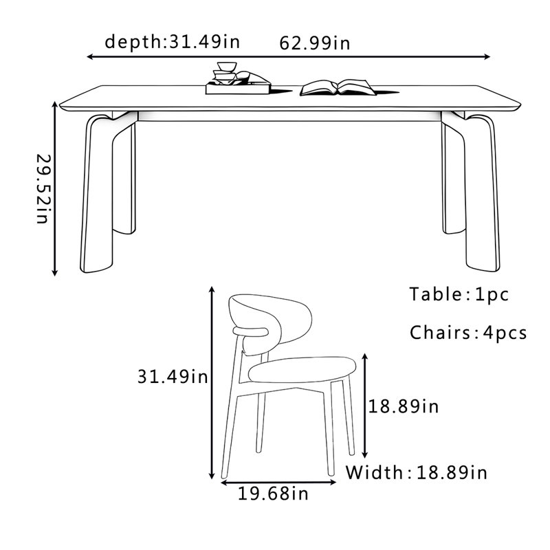 Shanelly, H 29,52 po x L 62,99 po x l 31,49 po