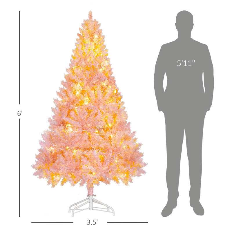 Arbre de Noël artificiel, H 5,9 pi, Rose