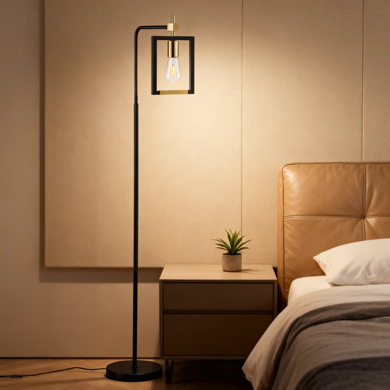 Lampe sur pied industrielle avec interrupteur au pied, lampe sur pied de style Mid-Century moderne pour le salon, la chambre à coucher ou le bureau, avec ampoule Edison E26