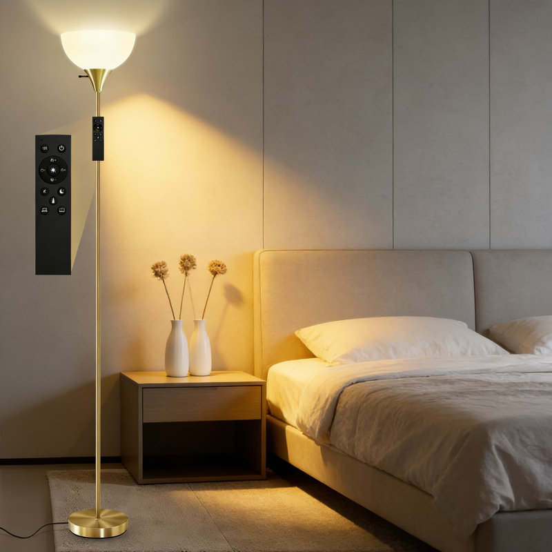 Smart Dimmable Floor Lamp With Remote Control, 71-Inch Adjustable Torchiere Standing Lamp With 2700K-6500K Color Temperature, 10W LED For Living Room, Bedroom, And Office Lighting