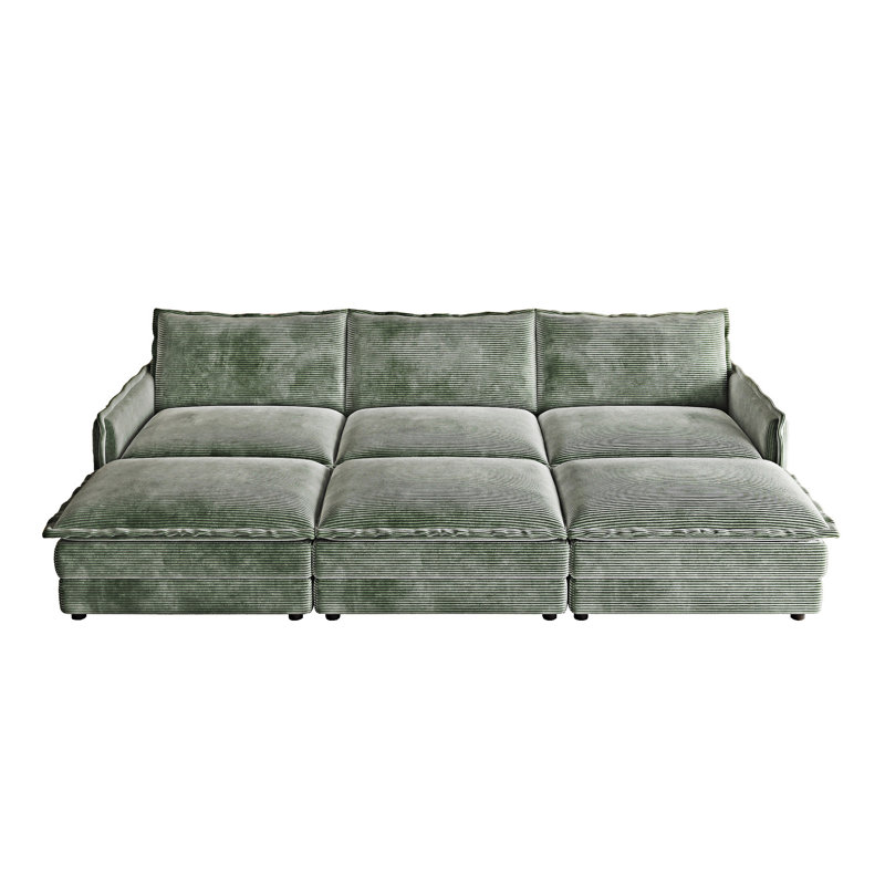 Upholstered Sofa Couch With Ottomans