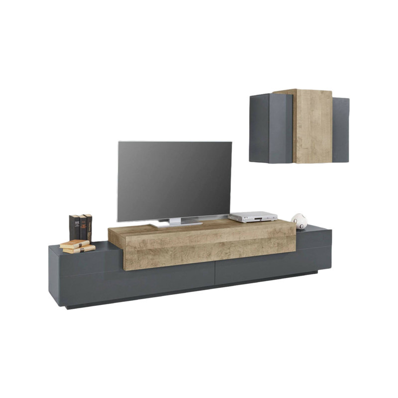 Mialena Rectangle Accent Cabinet, Anthracite/Maple