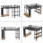 Loft Bed Frame With Wardrobe,Metal Loft Bed With Storage Shelves And Pegboard-1106267578