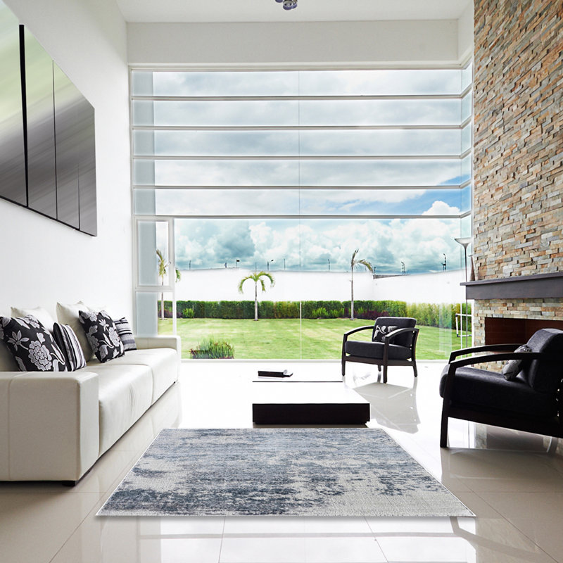 Tapis abstrait gris, Carré 5 pi