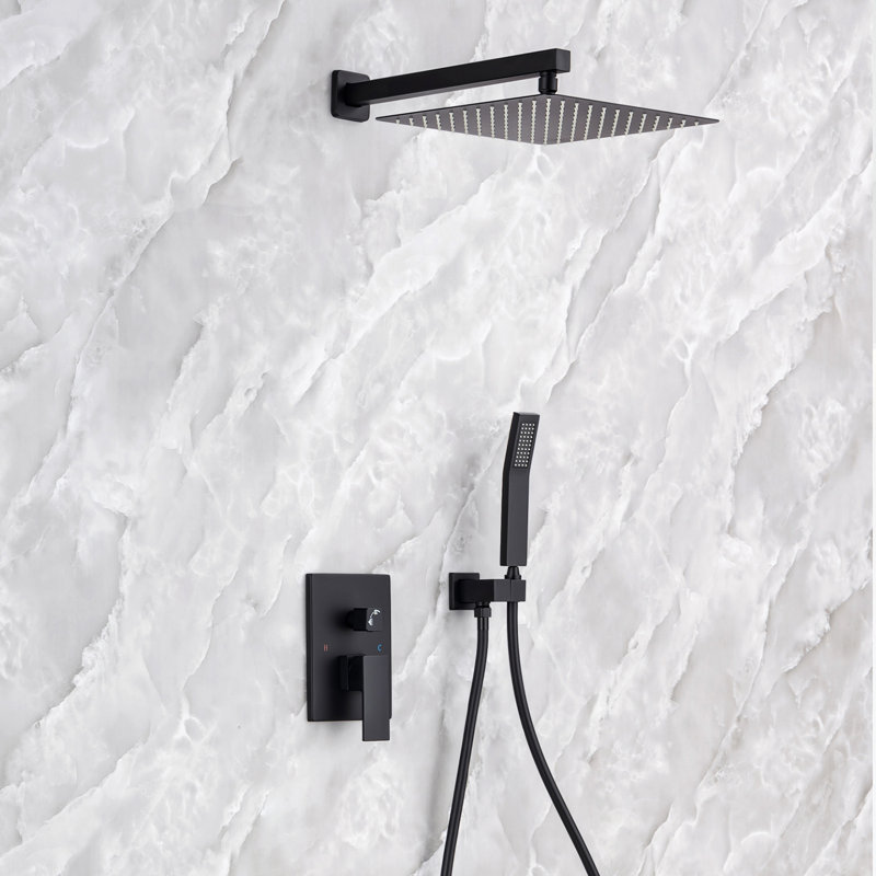 Système de douche complet avec valve brute, Noir mat