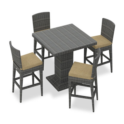 District Outdoor 5 - Piece Bar Height Dining Set with Cushions