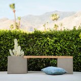 Bowman 67" Indoor-Outdoor Concrete and Teak Planter Bench
