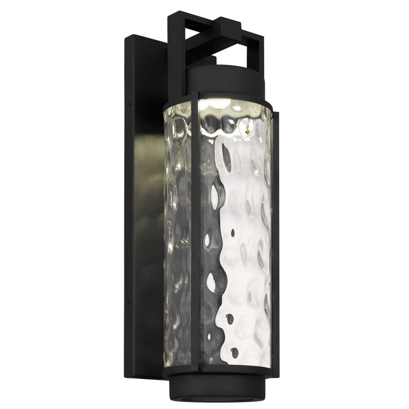 Winston LED Wall Lantern with Mouth-Blown Hammered Glass, 3-CCT Selectable, Dimmable, Wet Rated, 21.75" H x 6.5" W x 8.25" D