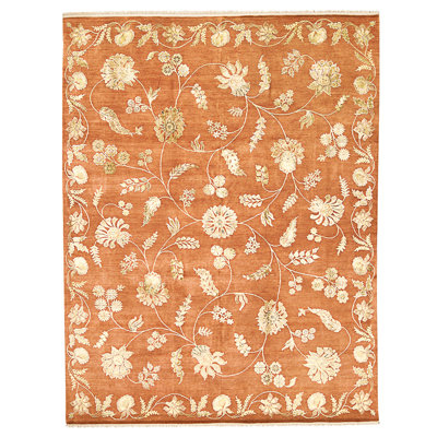 Hand Knotted Area Rug in Rust