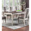 Table de salle à manger de style transitionnel avec 2 feuilles, blanc antique, plateau en chêne, pour 8 chaises modernes blanches et en chêne, rectangulaire