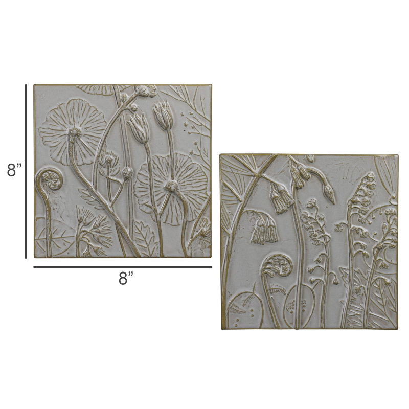 Floral Wall Hangings, Ceramic - Set/2