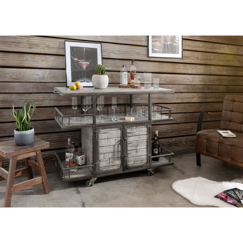Heavy Industry Solid Wood Kitchen Cart, Grey