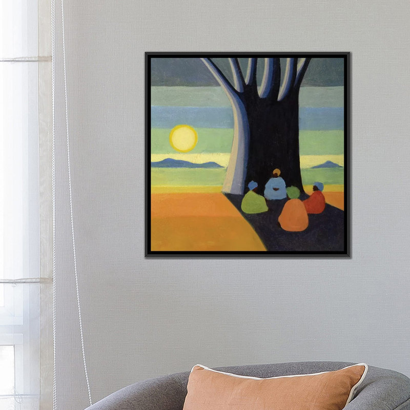 « the meeting », impression sur toile, H 18 po x l 18 po x P 1,5 po, Toile avec cadre noir, Pas de tapis