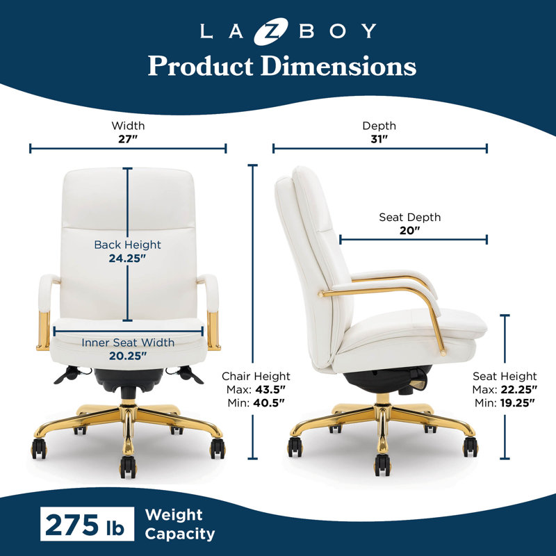Opus Leather Swivel Executive Office Chair, Gold, White