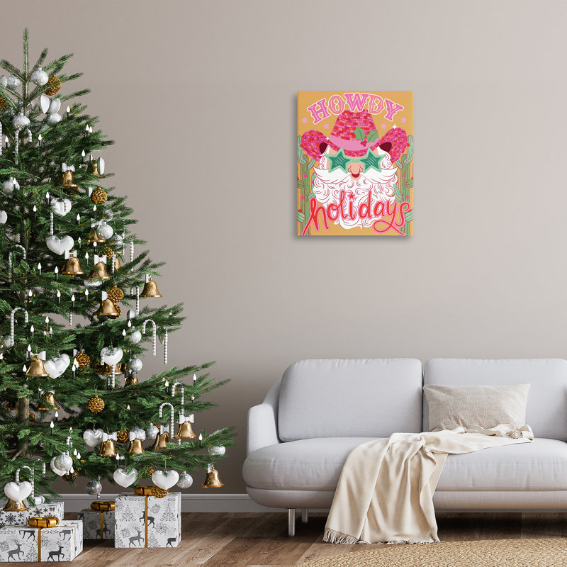 Art mural sur toile Howdy Holidays Cowboy Santa, design par Arrolynn Weiderhold, H 30 po x l 24 po