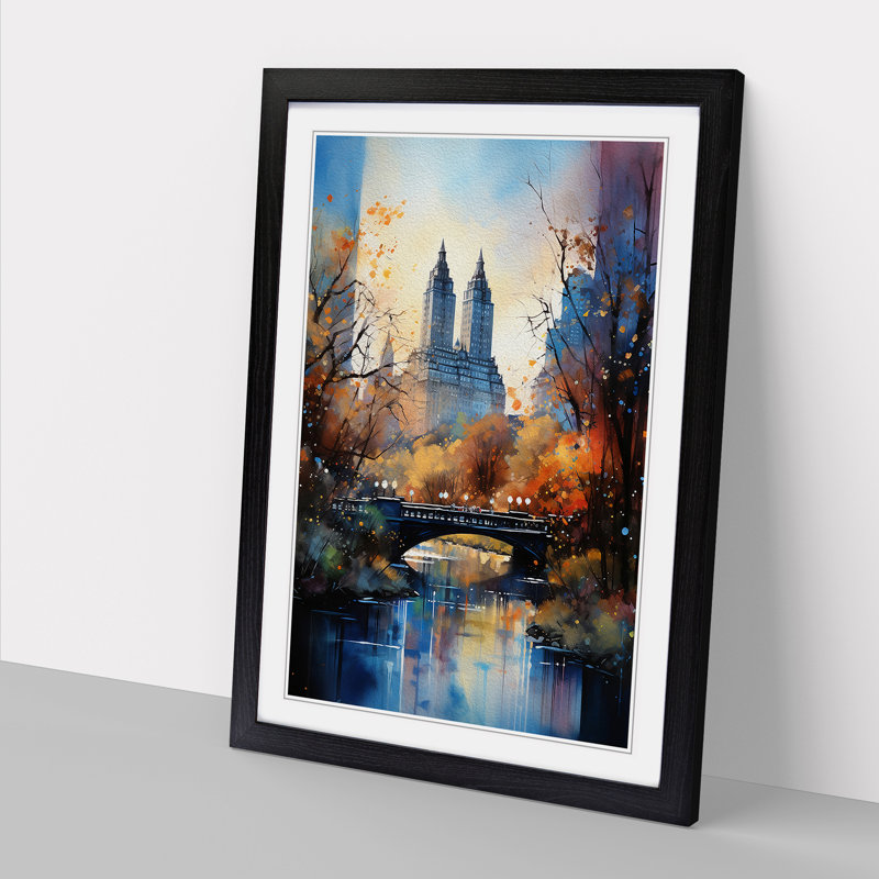 Central Park Symbolism - Single Picture Frame Print on Wood, 34cm H x 25cm W x 2cm D, Black Framed