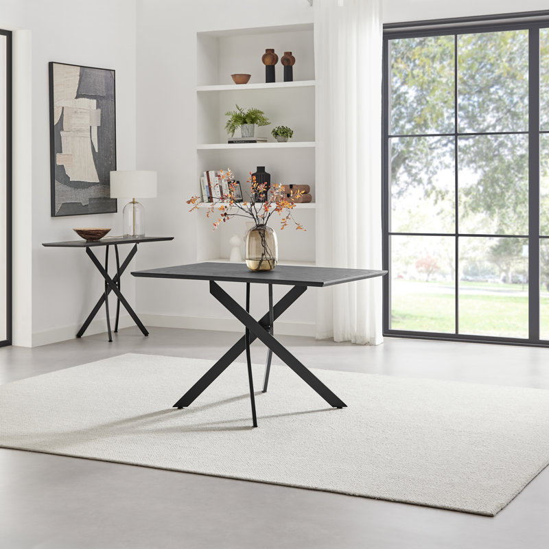 Aminata Veneer & Metal Round Dining Table With Ophelia Fabric Chairs - Modern Statement Design, 4, Grey