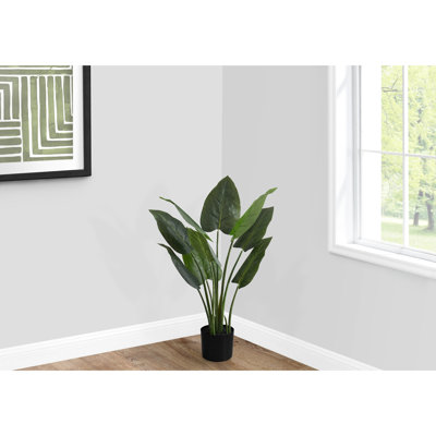 37" Tall Indoor Faux Plant - Tree With Foliage And Real Touch In Black Container Floor Ornament Leaves Pot