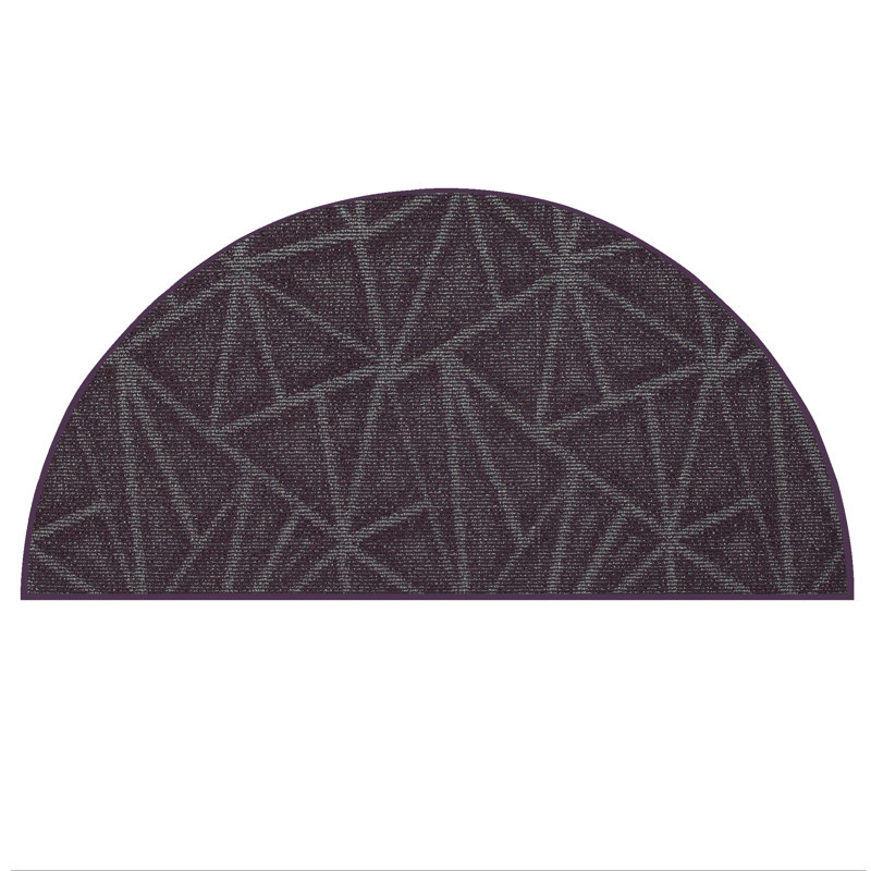 Tapis mauve en nylon tissé à la machine Bowersox, Demi-cercle 33 po x 66 po