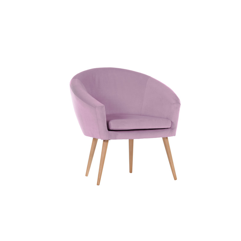 Upholstered Barrel Chair, Dark Red, Beige