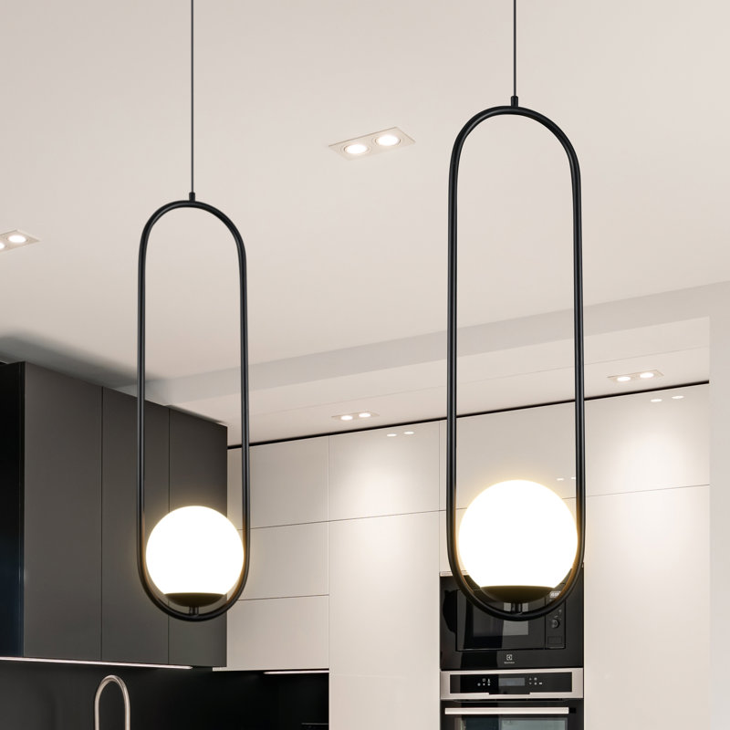 Capri 1-Light 7" Integrated LED ETL Certified Height Adjustable Cylinder Pendant Globe Glass Shade