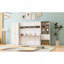 Lit escamotable double pleine grandeur avec placard, tiroirs et tablettes, blanc-407737873-407737872