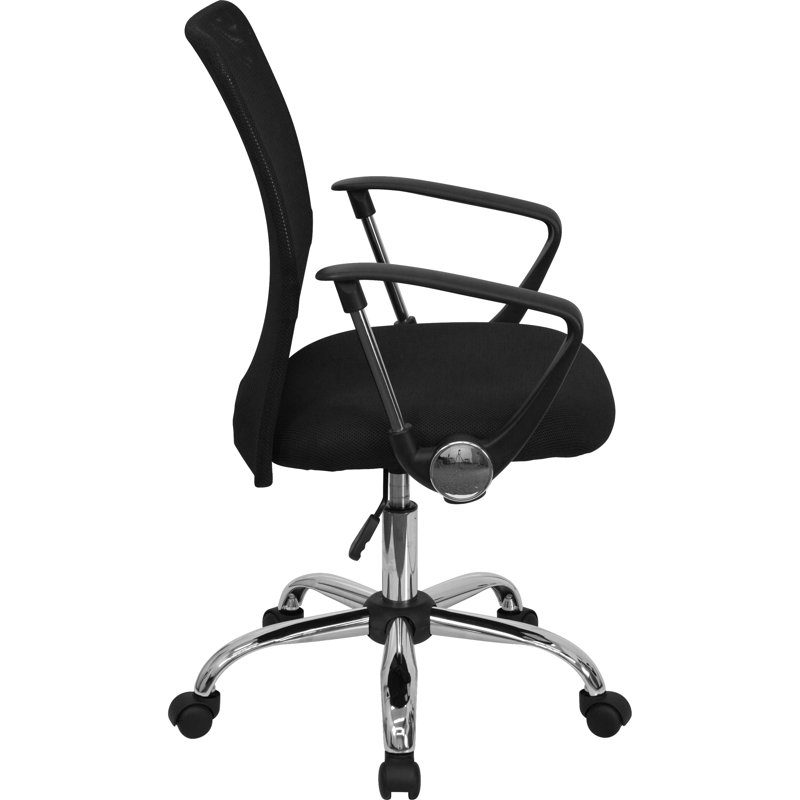 Mid-Back Black Mesh Swivel Task Chair with Chrome Base