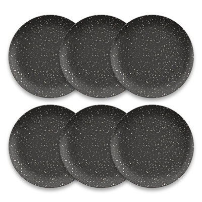 Zale Speckles Dinner Plate,Black, 10.5",Planta (Majority Plant Based With Melamine Binder),Set Of 6