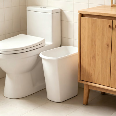 White 3-Gallon Sterile Bathroom Trash Can, Lidless Plastic Design, Simple And Clean, Suitable For Bathroom Use.