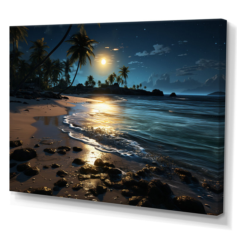Beach Silent Night III, reproduction d'art sur toile, Toile tendue, H 24 po x l 32 po x P 1 po