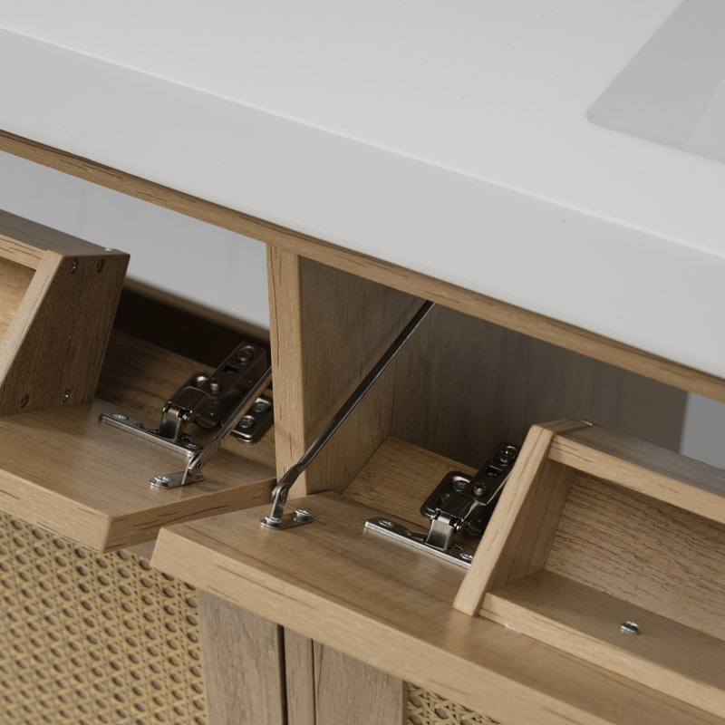 Meuble-lavabo double de 60 po avec rangement spacieux et design moderne, Brun